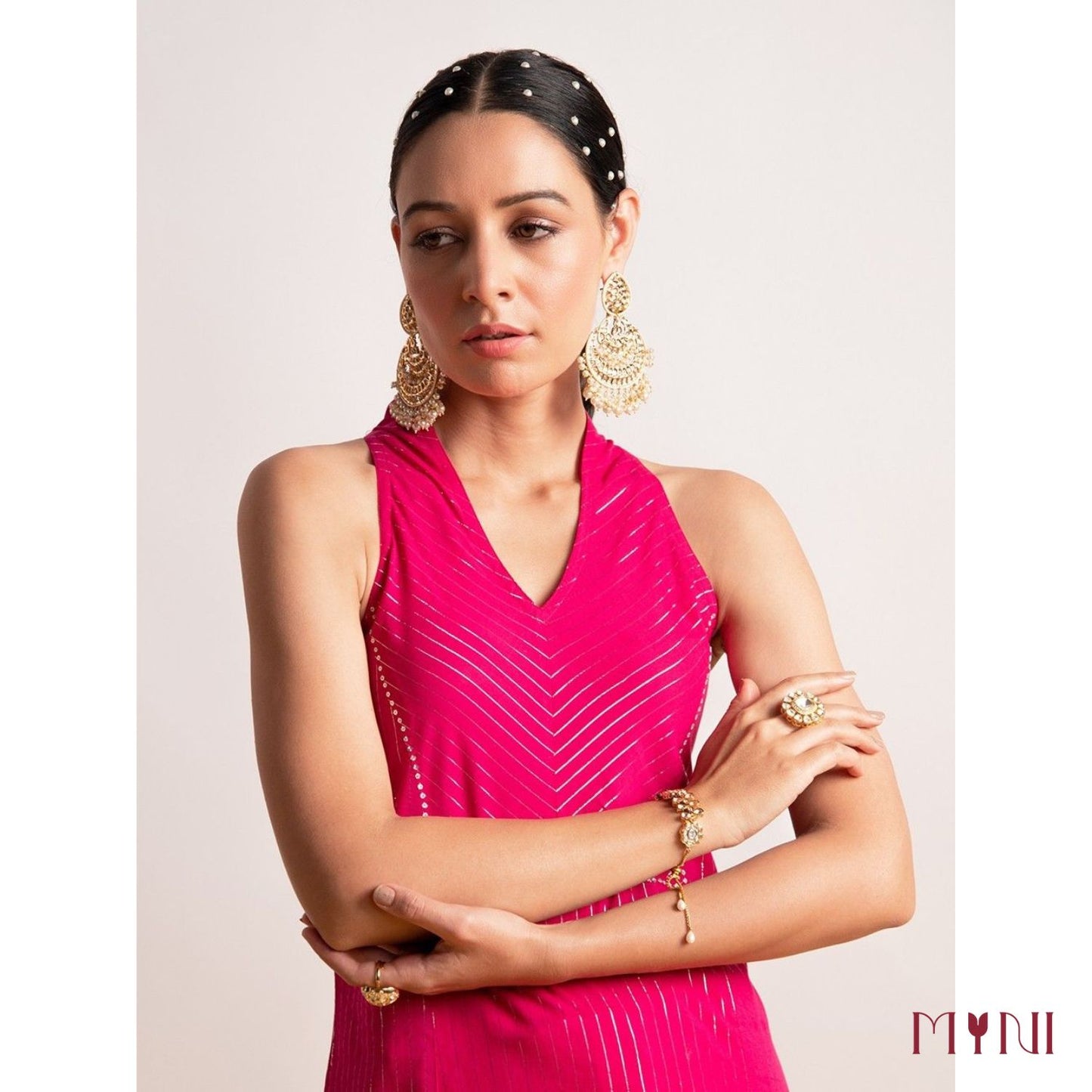 Hot Pink A-Line Pure Cotton Kurti With Afghani Salwar