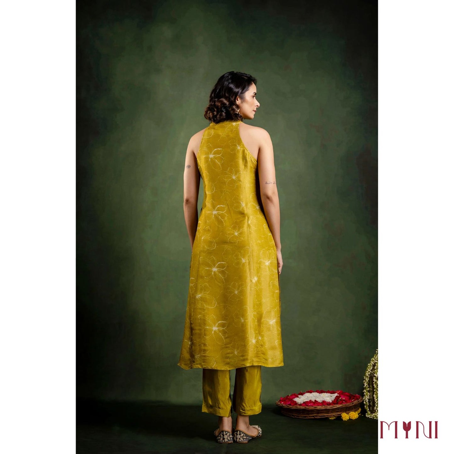 Tissue Silk Halter Neck Kurta Pant with Shantoon Fabric