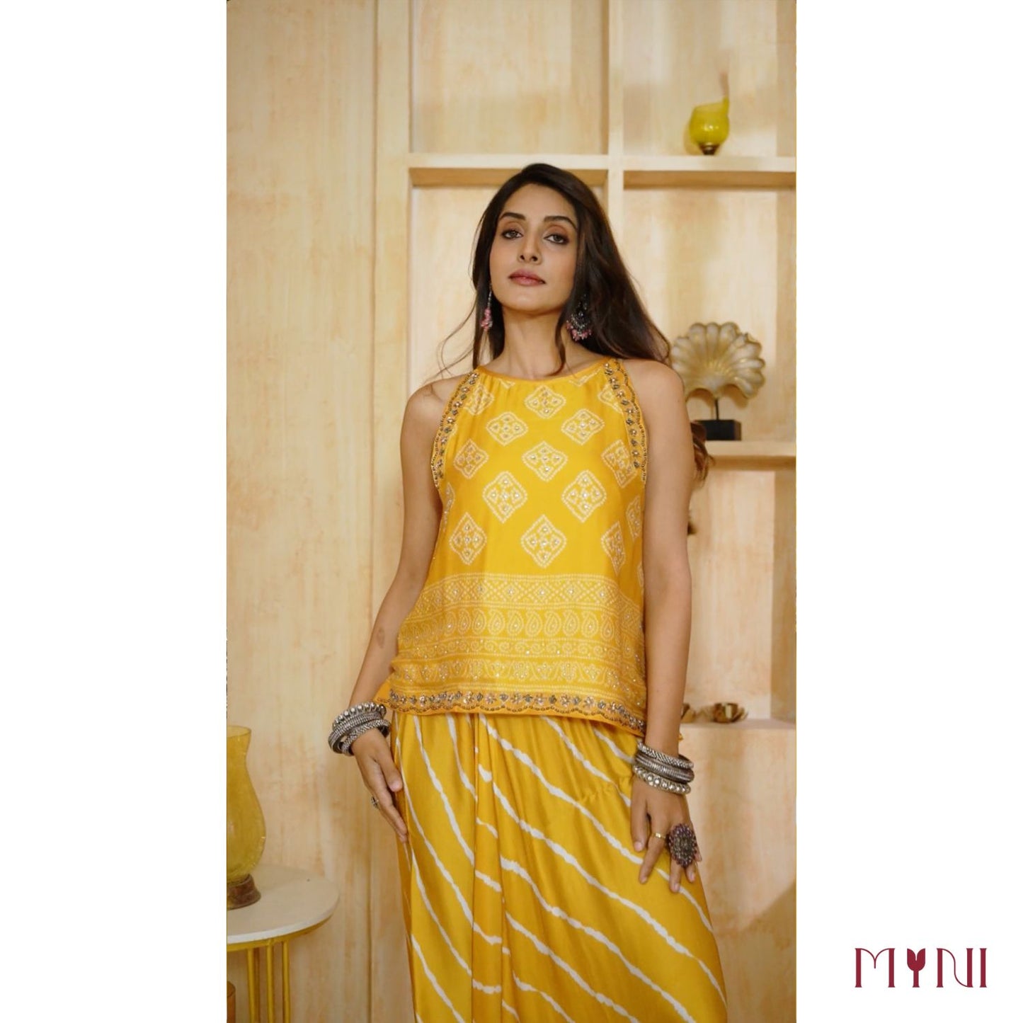 Yellow Halter Neck Dhoti Set