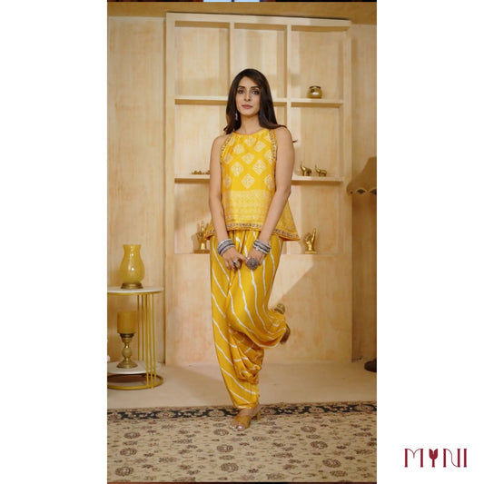 Yellow Halter Neck Dhoti Set