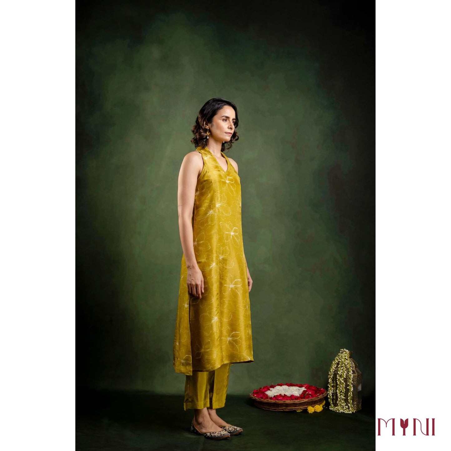 Tissue Silk Halter Neck Kurta Pant with Shantoon Fabric