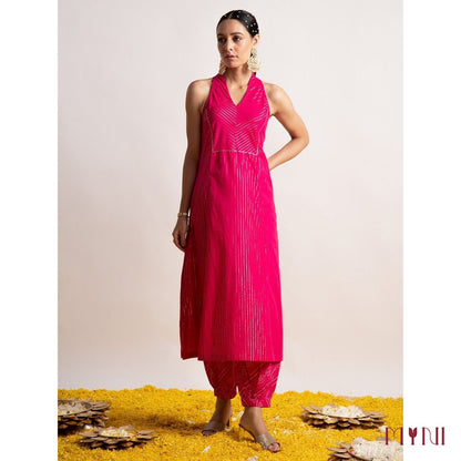 Yellow A-Line Kurti With Afghani Salwar Pure Cotton