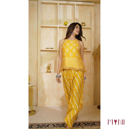 Yellow Halter Neck Dhoti Set