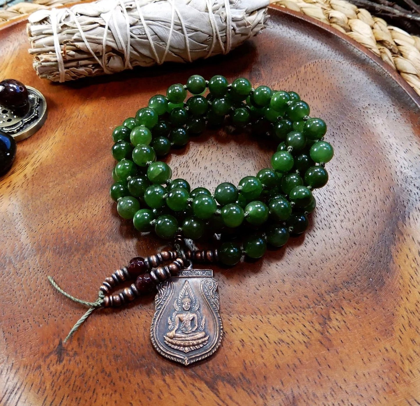 GREEN JADE MALA (PISCES : मीन राशि)