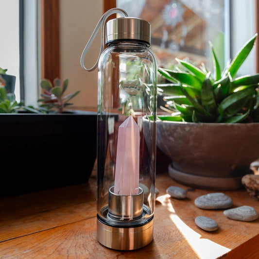 Quartz Crystal Water Bottle - Rose Quartz